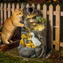 Outsunny 5-Tier Outdoor Waterfall Fountain, Water Feature With Led Lights - thumbnail 3