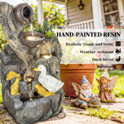 Outsunny 5-Tier Outdoor Waterfall Fountain, Water Feature With Led Lights - thumbnail 6