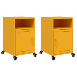 Berkfield Bedside Cabinets 2 Pcs Mustard Yellow 36X39X59 Cm Steel - thumbnail 2