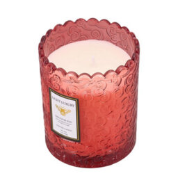 Darphe Red Embossing Glass Cup Soy Wax Oud Rose Scented Candle, 7Cm (Dia.) X 9Cm (H) - thumbnail 3
