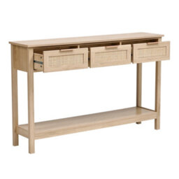 Living And Home Rustic Wood Console Table With 3 Rattan Drawer - thumbnail 5