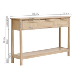 Living And Home Rustic Wood Console Table With 3 Rattan Drawer - thumbnail 6