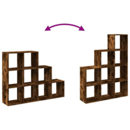Berkfield Durable Room Divider Bookcase 3-Tier Smoked Oak 137.5X29X103.5 Cm Engineered Wood - thumbnail 8