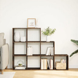 Berkfield Durable Room Divider Bookcase 3-Tier Smoked Oak 137.5X29X103.5 Cm Engineered Wood - thumbnail 3