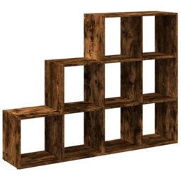 Berkfield Durable Room Divider Bookcase 3-Tier Smoked Oak 137.5X29X103.5 Cm Engineered Wood - thumbnail 7