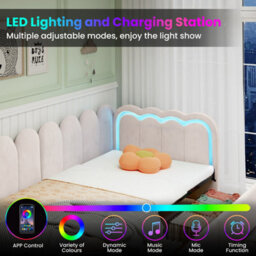 Matteo 3Ft Single Velvet Daybed With Storage Drawers And Smart Rgb Led Lighting - Beige - thumbnail 7
