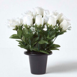 Homescapes Artificial Grave Flowers Set Of 3 Red, Pink & White Handcrafted Rose & Gypsophila Flowers In Grave Vases, 30 X 25 Cm - thumbnail 4