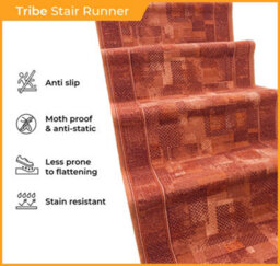 Tribe Stair Runner - Hardwearing, Non-Slip & Durable Carpet For Stairs & Staircases, Multiple Lengths - thumbnail 3