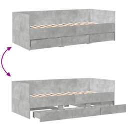 Berkfield Daybed With Drawers Without Mattress Concrete Grey 90X200 Cm - thumbnail 8