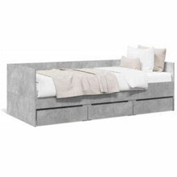 Berkfield Daybed With Drawers Without Mattress Concrete Grey 90X200 Cm - thumbnail 2