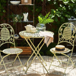 Beliani Provence Garden Bistro Set - Foldable Light Green Iron, 2-Seater - thumbnail 1