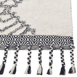 Beliani Handwoven Cotton Rug 80 X 150 Cm Black And White Tassels - Low Pile Rectangular - thumbnail 3