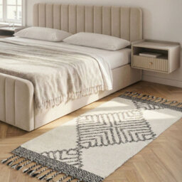 Beliani Handwoven Cotton Rug 80 X 150 Cm Black And White Tassels - Low Pile Rectangular - thumbnail 2