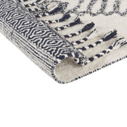 Beliani Handwoven Cotton Rug 80 X 150 Cm Black And White Tassels - Low Pile Rectangular - thumbnail 5