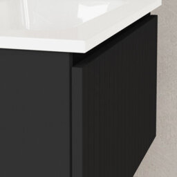 Banyetti Linea Matt Black Ribbed Wall Hung Vanity Unit 600mm X 460mm - thumbnail 2