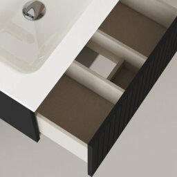 Banyetti Linea Matt Black Ribbed Wall Hung Vanity Unit 600mm X 460mm - thumbnail 4
