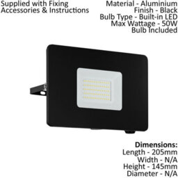 Adjustable Ip65 Outdoor Led Flood Light - 50W Black Porch Lamp - thumbnail 2