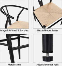 Living Room Dining Chairs Weave Armchair Y Shaped Backrest Modern Chair Black - thumbnail 5