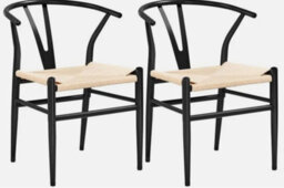 Living Room Dining Chairs Weave Armchair Y Shaped Backrest Modern Chair Black - thumbnail 1