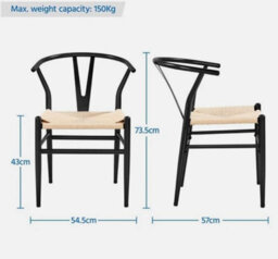 Living Room Dining Chairs Weave Armchair Y Shaped Backrest Modern Chair Black - thumbnail 4