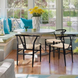 Living Room Dining Chairs Weave Armchair Y Shaped Backrest Modern Chair Black - thumbnail 2