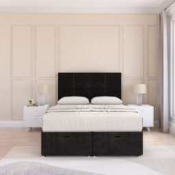 Sloomy Jasmine End Lift Ottoman Bed 3Ft With Sprung Memory Mattress - Black Plush & Headboard- Single - thumbnail 3