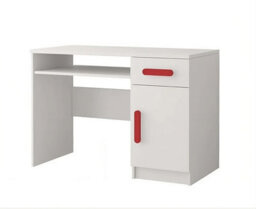 Arte Bold White Computer Desk H760mm W1100mm D500mm - Red Handles For Dynamic Study Areas - thumbnail 1