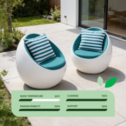 Gardenwize Pair Of Teal Stripe Outdoor Scatter Cushions 45 X 45Cm - thumbnail 3