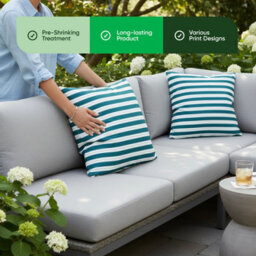Gardenwize Pair Of Teal Stripe Outdoor Scatter Cushions 45 X 45Cm - thumbnail 4