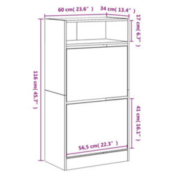 Walplus Shoe Cabinet Sonoma Oak 60X34X116 Cm Engineered Wood - thumbnail 9