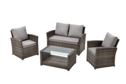 Evre 4 Seater Cedar Brown Rattan Garden Furniture Sofa Armchair Set - Roma With Coffee Table - thumbnail 2