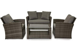 Evre 4 Seater Cedar Brown Rattan Garden Furniture Sofa Armchair Set - Roma With Coffee Table - thumbnail 1
