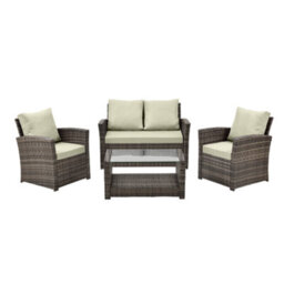 Evre 4 Seater Cedar Brown Rattan Garden Furniture Sofa Armchair Set - Roma With Coffee Table - thumbnail 6