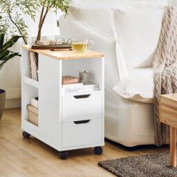 Sobuy Fbt130-Nw, Home Office File Cabinet Printer Stand Storage Cabinet On Wheels Side Table End Table,w60Xd30Xh60 - thumbnail 2