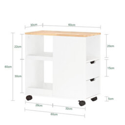 Sobuy Fbt130-Nw, Home Office File Cabinet Printer Stand Storage Cabinet On Wheels Side Table End Table,w60Xd30Xh60 - thumbnail 3