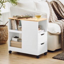 Sobuy Fbt130-Nw, Home Office File Cabinet Printer Stand Storage Cabinet On Wheels Side Table End Table,w60Xd30Xh60 - thumbnail 9