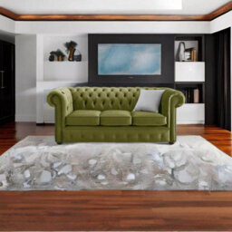 Chesterfield 3 Seater Malta Grass Green Real Velvet Fabric Sofa In Classic Style - thumbnail 2