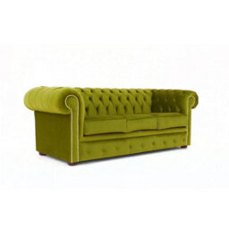 Chesterfield 3 Seater Malta Grass Green Real Velvet Fabric Sofa In Classic Style - thumbnail 6