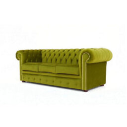 Chesterfield 3 Seater Malta Grass Green Real Velvet Fabric Sofa In Classic Style - thumbnail 5