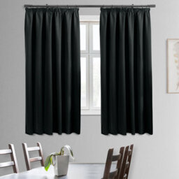 Bedlooms Black Thermal Insulated Blackout Pencil Pleat Short Window Curtain (Pair) 46 X 54 Inches With Tie Backs Two - thumbnail 2