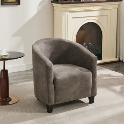 Bronzing Fabric Tub Chair, Upholstered Armchair, Padded Barrel Club Chair - Grey - image 1