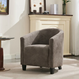 Bronzing Fabric Tub Chair, Upholstered Armchair, Padded Barrel Club Chair - Grey - thumbnail 3