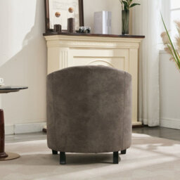 Bronzing Fabric Tub Chair, Upholstered Armchair, Padded Barrel Club Chair - Grey - thumbnail 4