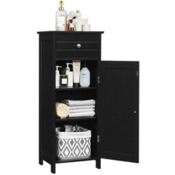 Bathroom Storage Cabinet Floor Standing Wooden Cupboard W/single Door - thumbnail 4