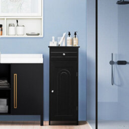 Bathroom Storage Cabinet Floor Standing Wooden Cupboard W/single Door - thumbnail 5