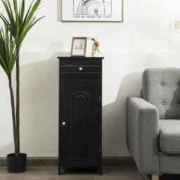 Bathroom Storage Cabinet Floor Standing Wooden Cupboard W/single Door - thumbnail 3