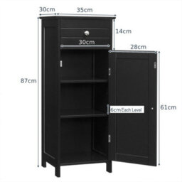 Bathroom Storage Cabinet Floor Standing Wooden Cupboard W/single Door - thumbnail 2