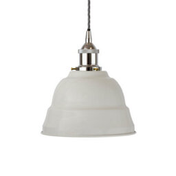 Pale Grey Lincoln Painted Dome Pendant Light With Nickel Lamp Holder And Grey Twisted Cable - Se Home - thumbnail 1