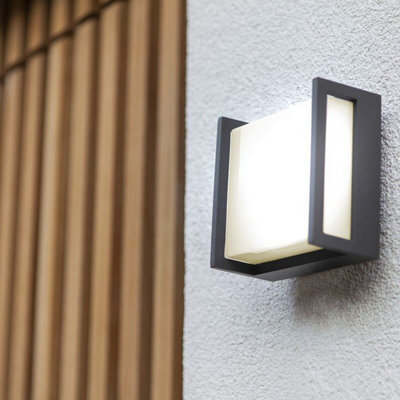 CGC Lighting Cgc Dark Grey Square Led Outdoor Garden Porch Wall Light - image 1