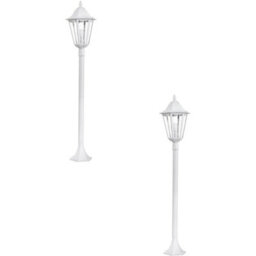 2 Pack Ip44 Outdoor Bollard Lights - Stylish White Aluminium Lanterns For Pathways - thumbnail 1